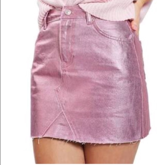 pink denim skirt topshop